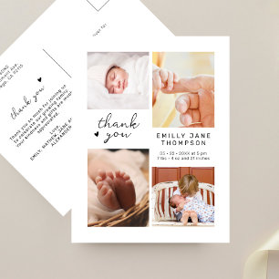 Modern Script Multi Photo Baby Shower Thank You Postcard