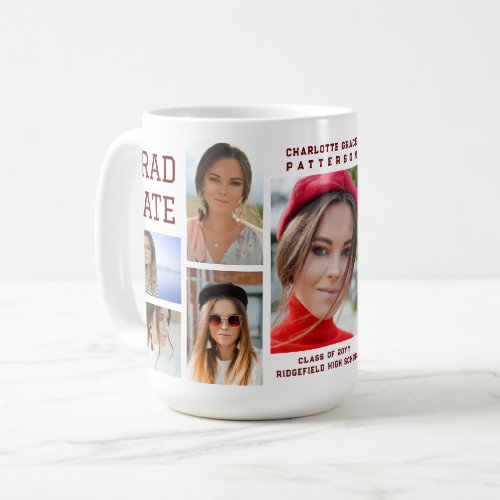 Modern Script Multi Photo Graduation Graduate Coffee Mug