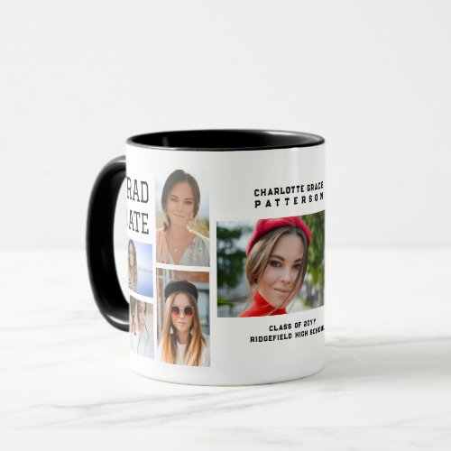 Modern Script Multi Photo Graduation Graduate Mug