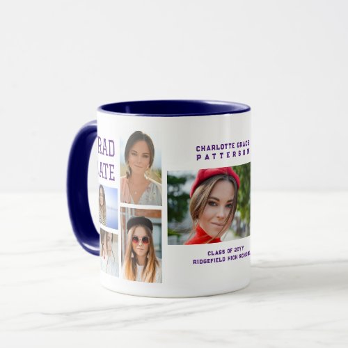 Modern Script Multi Photo Graduation Graduate Mug