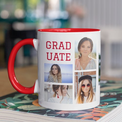 Modern Script Multi Photo Graduation Graduate Mug
