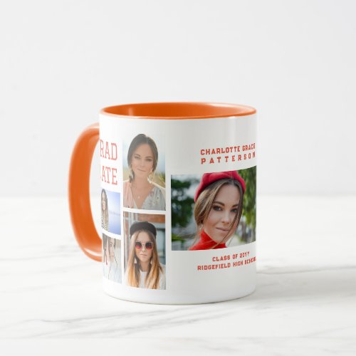 Modern Script Multi Photo Graduation Graduate Mug