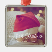 Modern script My First Christmas baby photo