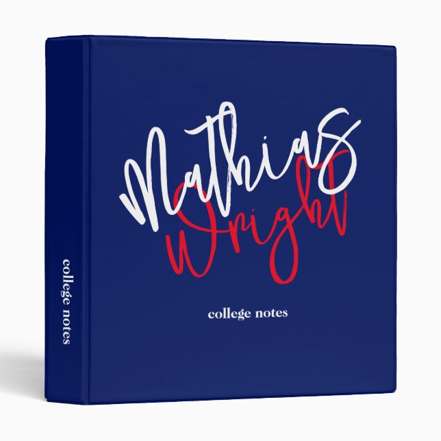 Modern Script Name Blue 3 Ring Binder (Front/Spine)
