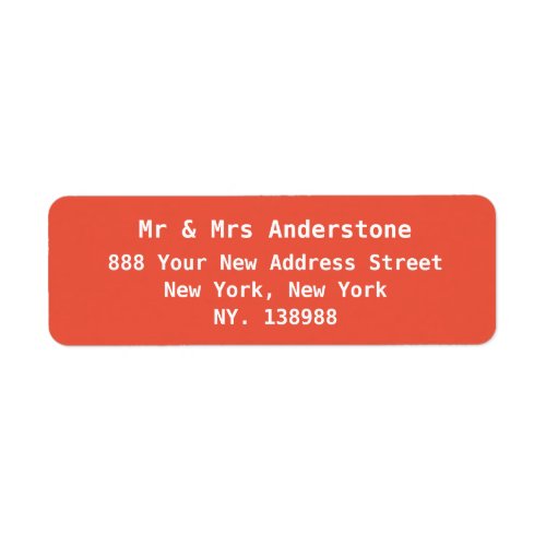 Modern script name cool orange return address label