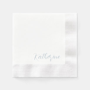 Modern Script Name Dusty Blue Shower Napkins