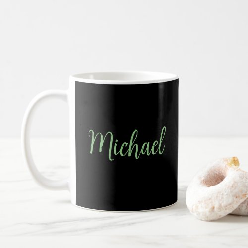 Modern Script Name Elegant Black Typed Coffee Mug