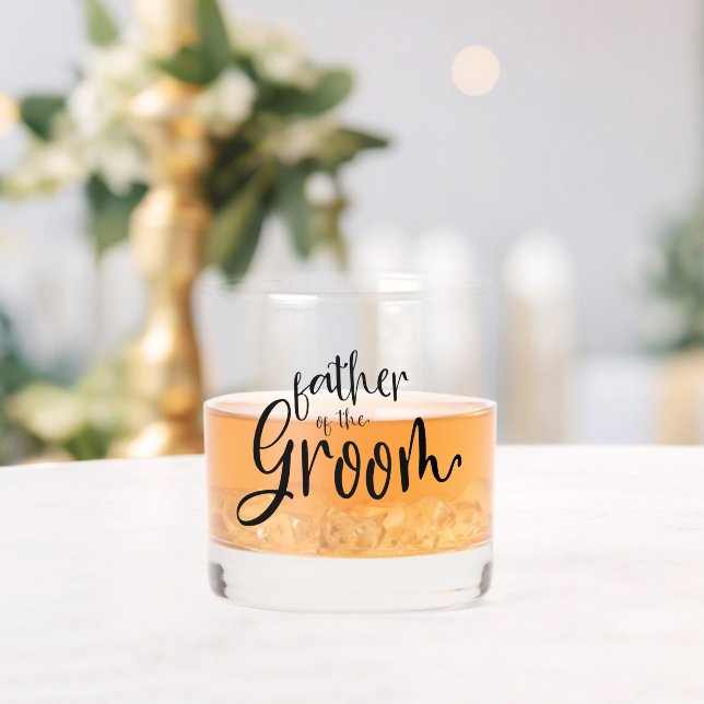 Modern Script Name Father of the Groom Gift Whiskey Glass (Insitu (Wedding))