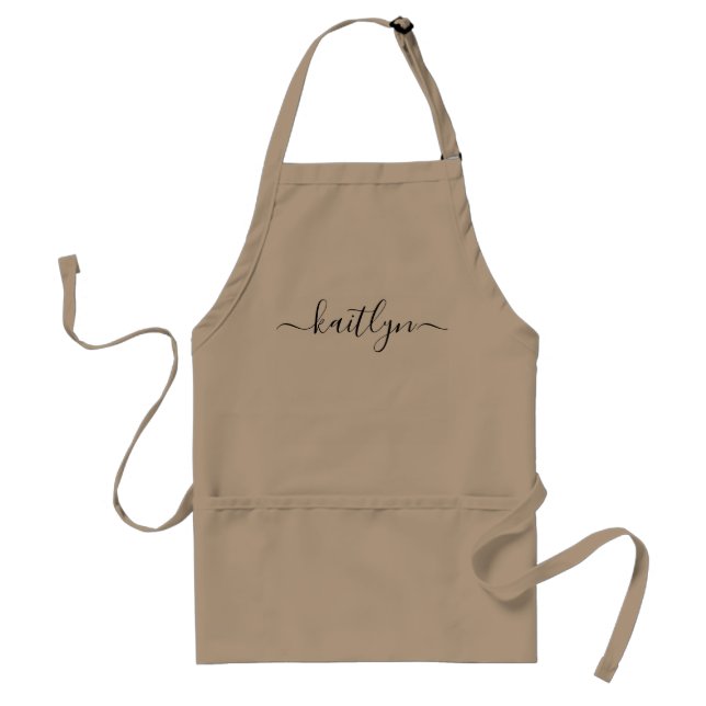 Modern Script Name Gift for her Personalized  Adult Apron (Front)