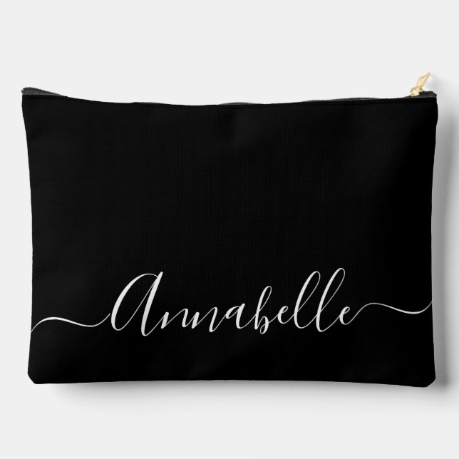 Modern Script name girly black Accessory Pouch (Back)
