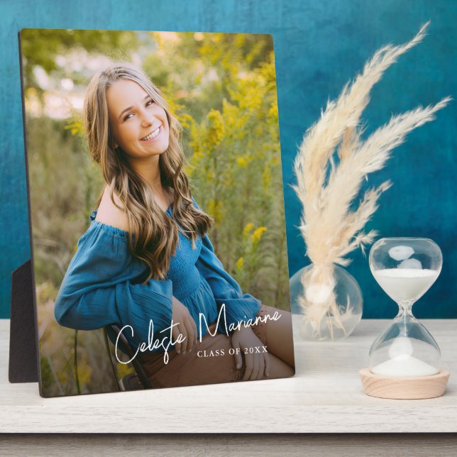 Modern Script Name Graduation Photo Plaque (Side)