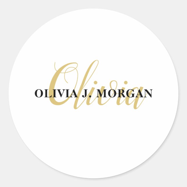 Modern script name logo professional   classic round sticker (Front)