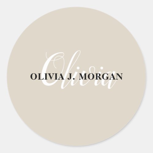 Modern script name logo professional classic round sticker