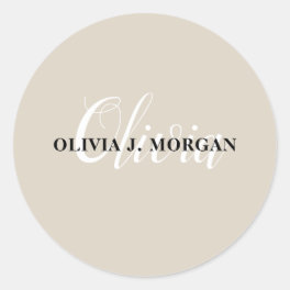 Modern script name logo professional classic round sticker