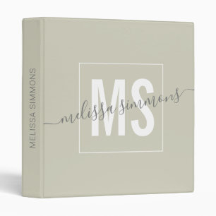 Modern script name monogram  3 ring binder