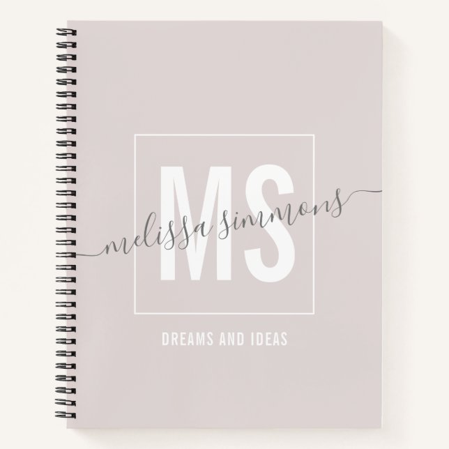 Modern script name monogram  notebook (Front)
