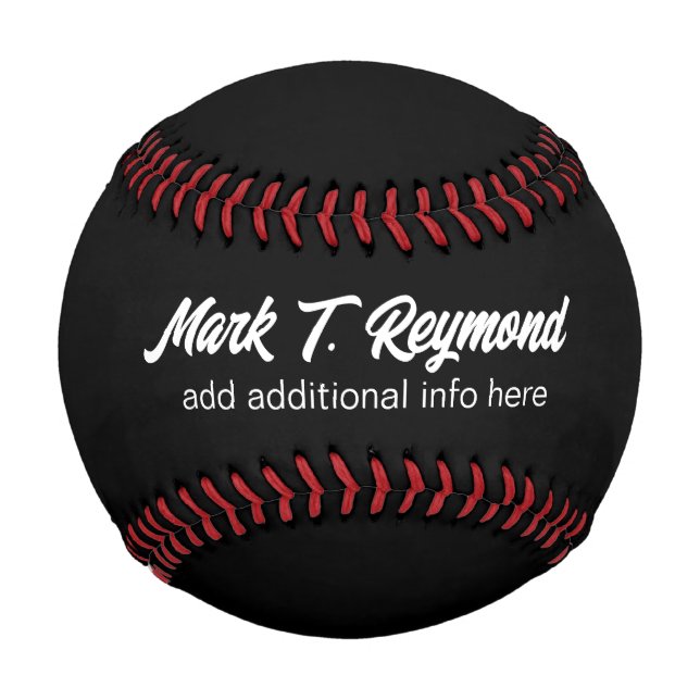 Modern Script Name on Black Baseball (Back)