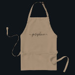 Modern script name personalized adult apron<br><div class="desc">Hosting a botanical, succulent workshop? How about a cooking class? Give out personalized aprons for your guests with an elegant font script type that will surely delight them. Have the talking about this sophisticated giveaway. Tip: to keep the long swashes at the end keep the small squares at the end...</div>