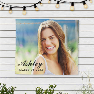 Modern Script Name Photo Graduation Backdrop