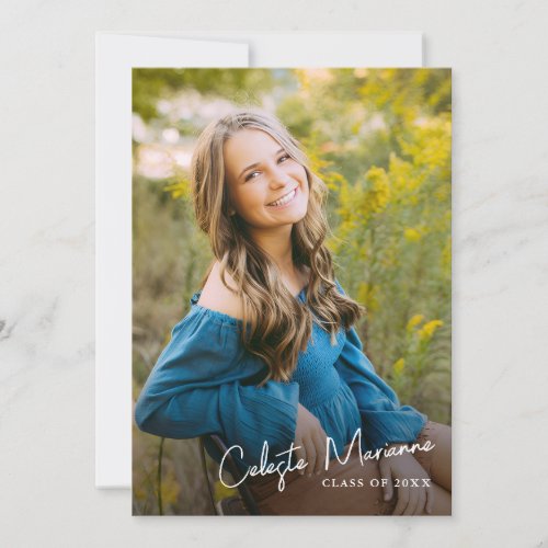Modern Script Name Photo Graduation  Invitation