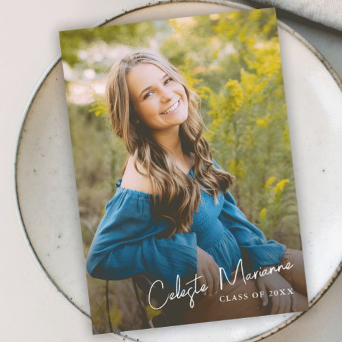 Modern Script Name Photo Graduation Invitation