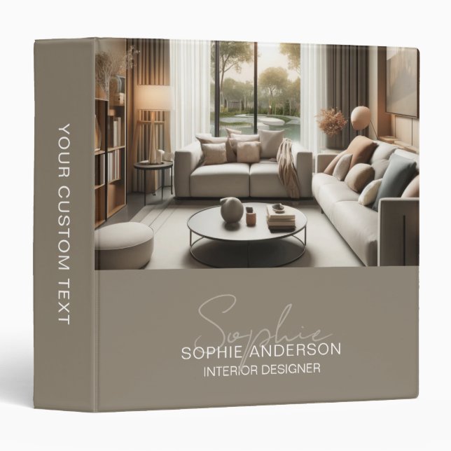 Modern Script Name Photo QR Professional 3 Ring Binder (Front/Spine)