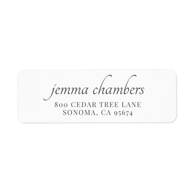 Modern script name Return Address Label (Front)