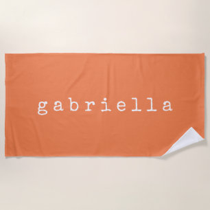 Modern Script Name Summer Beach Aesthetic Orange Towel