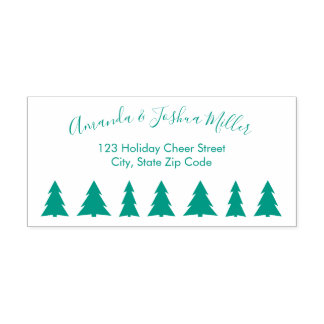 Modern Script Name Trees Holiday Return Address Self-inking Stamp