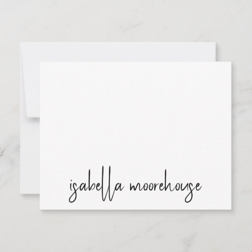 Modern Script Name White  Flat Note Card