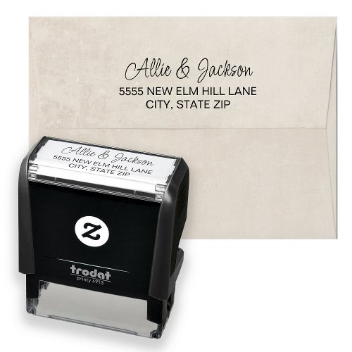 Modern Script Names Address Wedding Self_inking Stamp