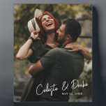 Modern Script Names Couples Photo Wedding Plaque<br><div class="desc">Modern Script Names Couples Photo Wedding Plaque. Change the photo and names to fully customize this design by clicking the edit. Great for anniversaries,  Christmas or wedding gifts.</div>