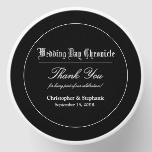 Modern Script Names Date Black Newspaper Wedding Mini Candle Favors
