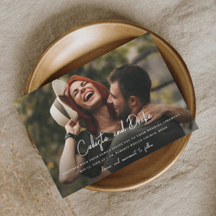 Modern Script Names Photo Wedding Invitation