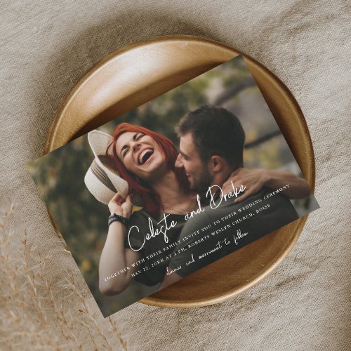 Modern Script Names Photo Wedding Magnetic Invitation