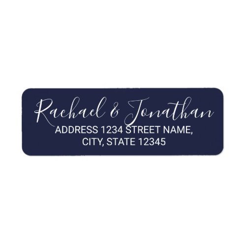 Modern Script Nautical Navy Blue Wedding Label