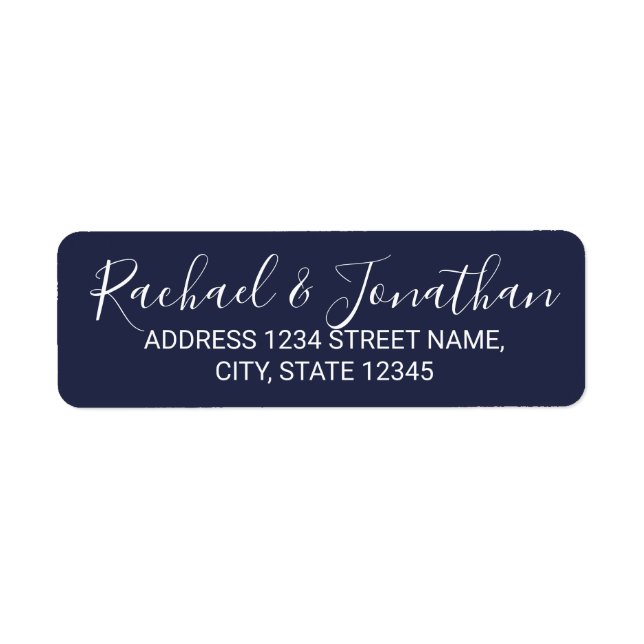 Modern Script Nautical Navy Blue Wedding Label (Front)