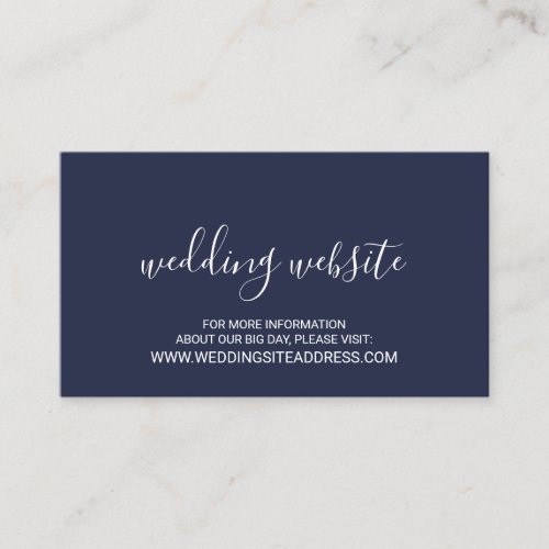 Modern Script Nautical Navy Blue Wedding Website Enclosure Card