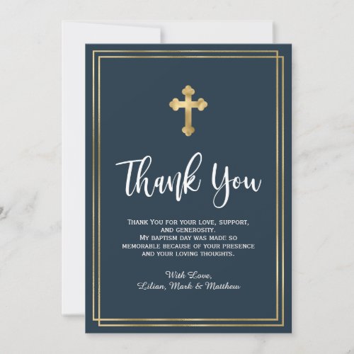 Modern Script Navy and Gold Blue Baptism