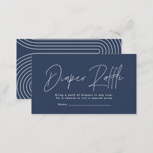 Modern script navy blue baby shower diaper raffle note card