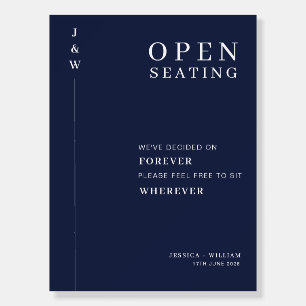 Modern Script Navy Blue Open Seating Wedding Foam Board