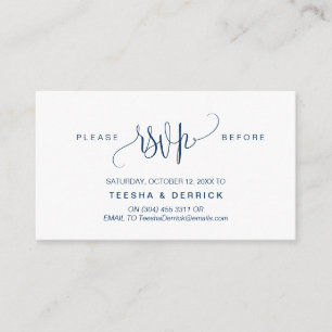 Modern Script, Navy Blue, Party Celebration RSVP Enclosure Card