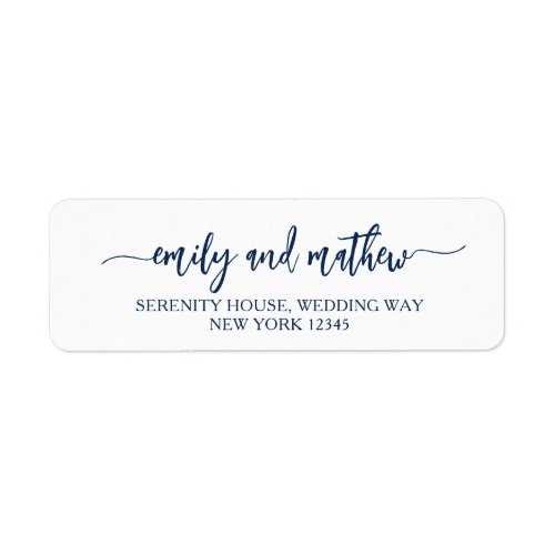 Modern Script Navy Blue Return Address Labels