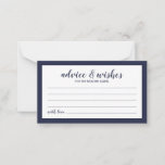 Modern Script Navy Blue Wedding Advice and Wishes<br><div class="desc">Modern Script Navy Blue Wedding Advice and Wishes Card
featuring title in navy blue modern script font with details in navy blue modern sans serif font on white background with navy blue border.</div>