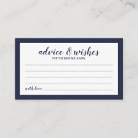 Modern Script Navy Blue Wedding Advice and Wishes