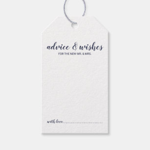 Modern Script Navy Blue Wedding Advice & Wishes Gift Tags