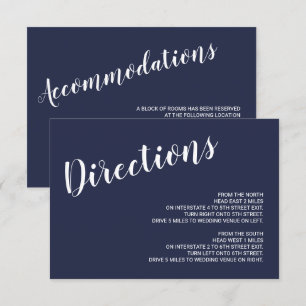 Modern Script Navy Blue Wedding Details Invitation