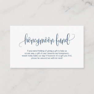 Modern script, Navy Blue, Wedding Honeymoon Fund Enclosure Card