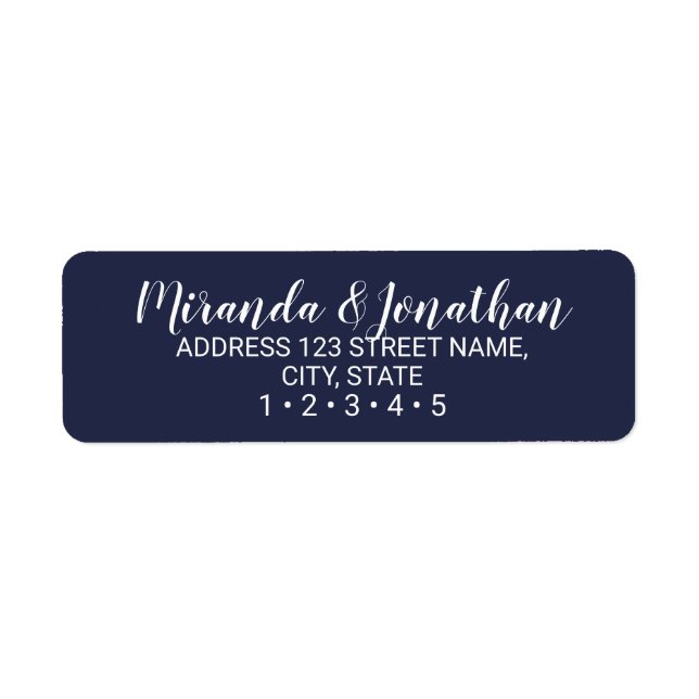 Modern Script Navy Blue Wedding Label (Front)