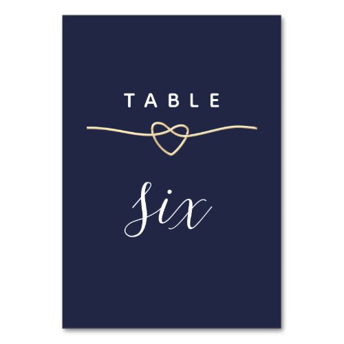 Modern Script Navy Blue Wedding Table Number